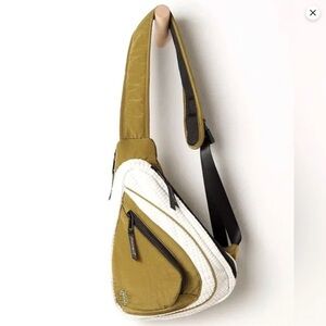 FP MOVEMENT Cold Shoulder Sling Bag Stylish Olive and White NWOT